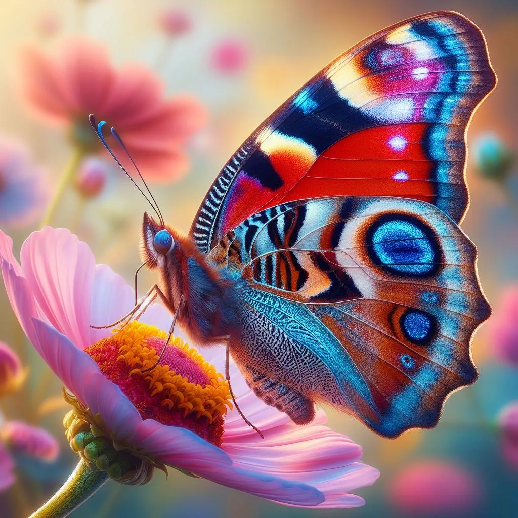 a butterfly sitting on top of a pink flower