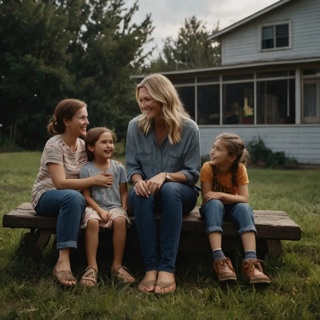 family, happy and smiling, sun rays, nature. cinematic look, hyper realistic, filmic view, 35mm.