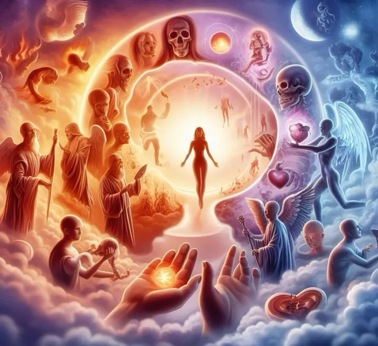 a painting of a person surrounded by other people