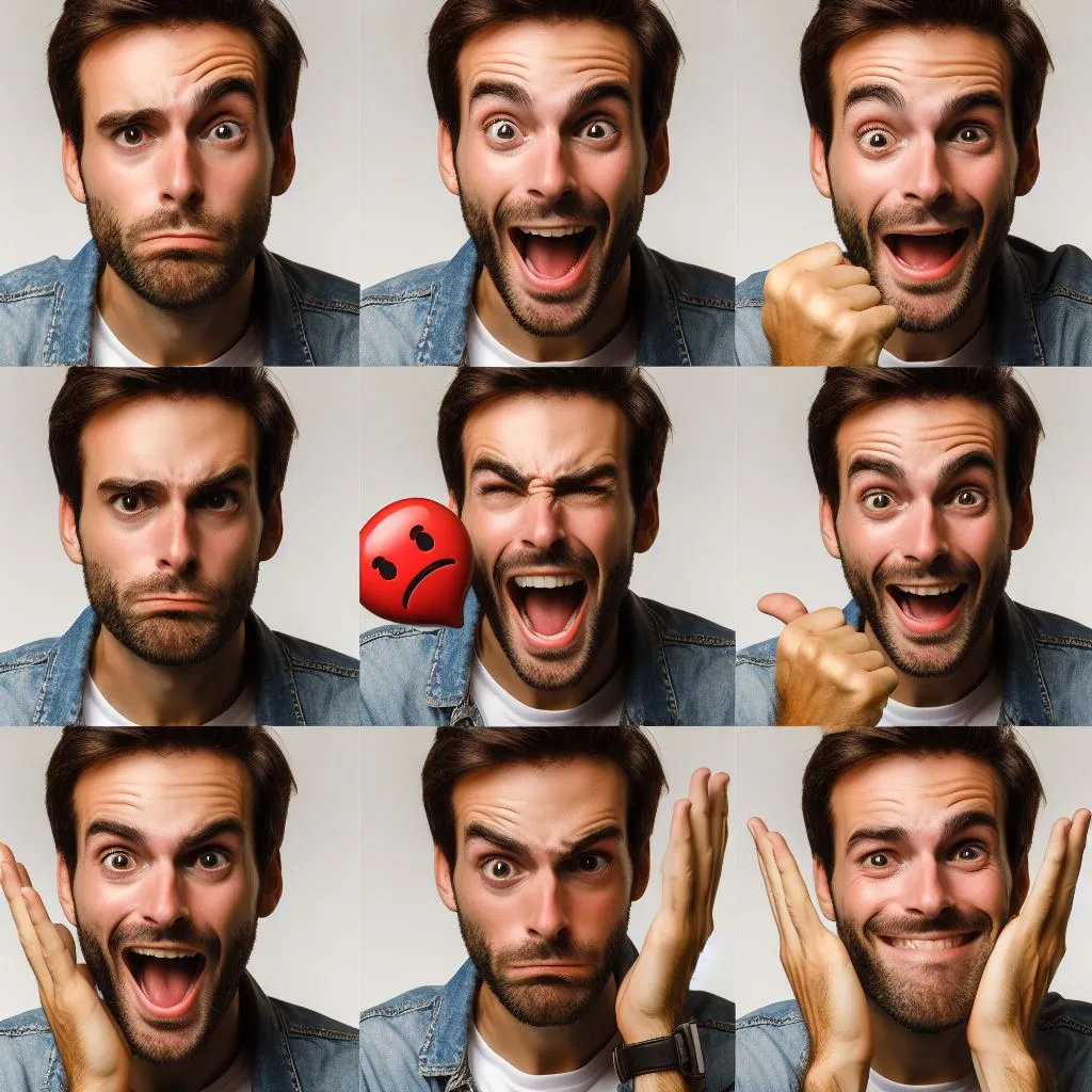 a man making a funny face with different expressions