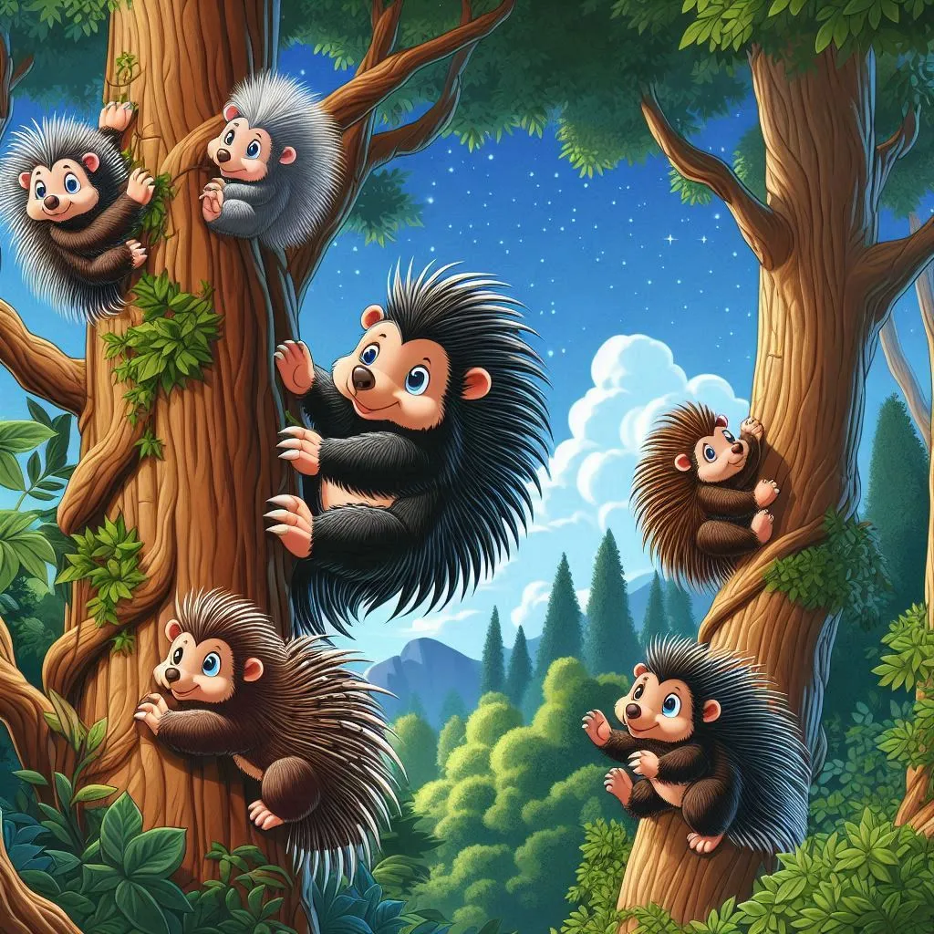 a group of wild animals hanging from a tree