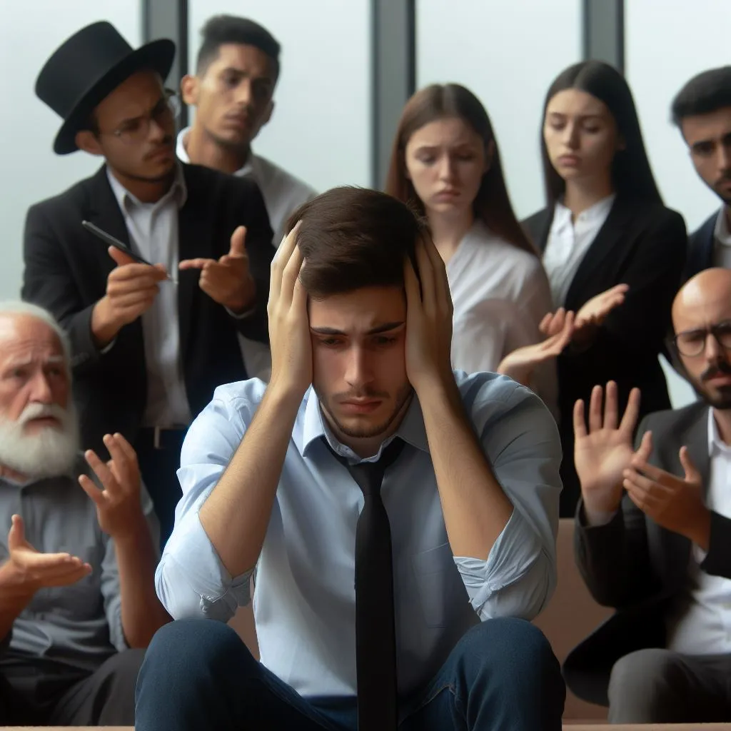 a man sitting in front of a group of people