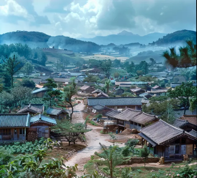 a village in the middle of a mountain range