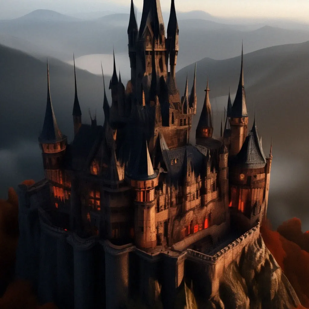 a castle is shown in the middle of a mountain