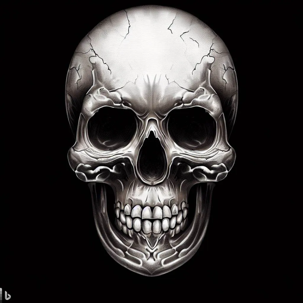 a skull is shown with a black background