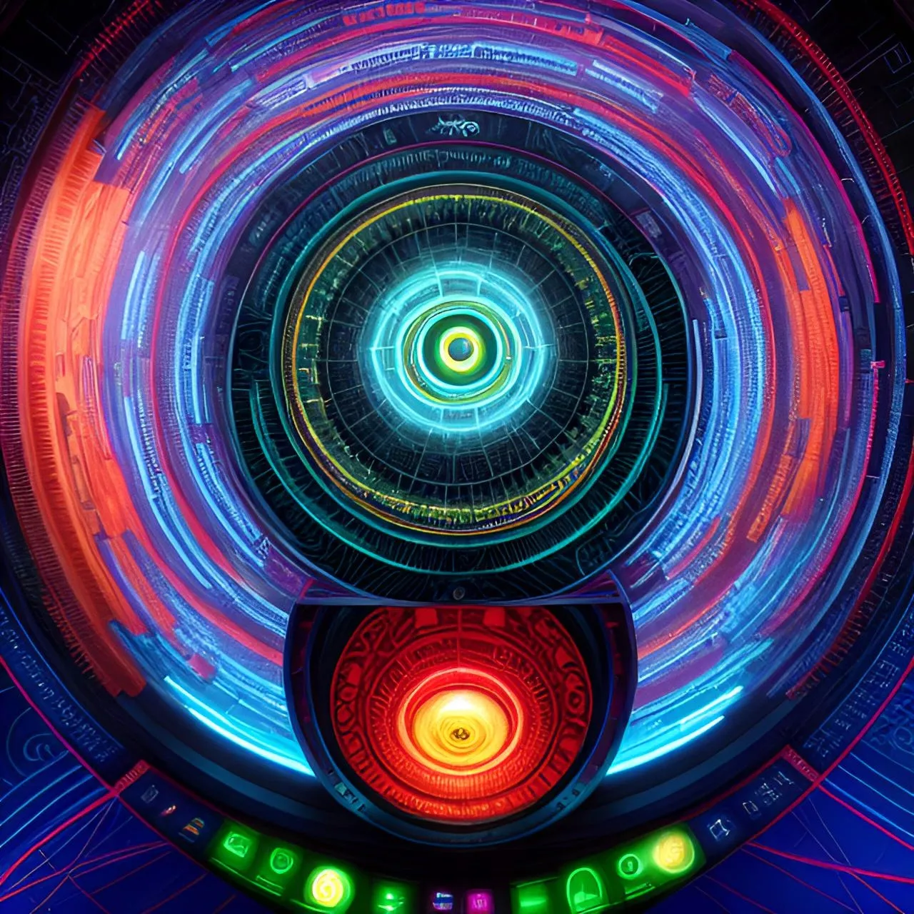 a picture of a circular object with a lot of lights