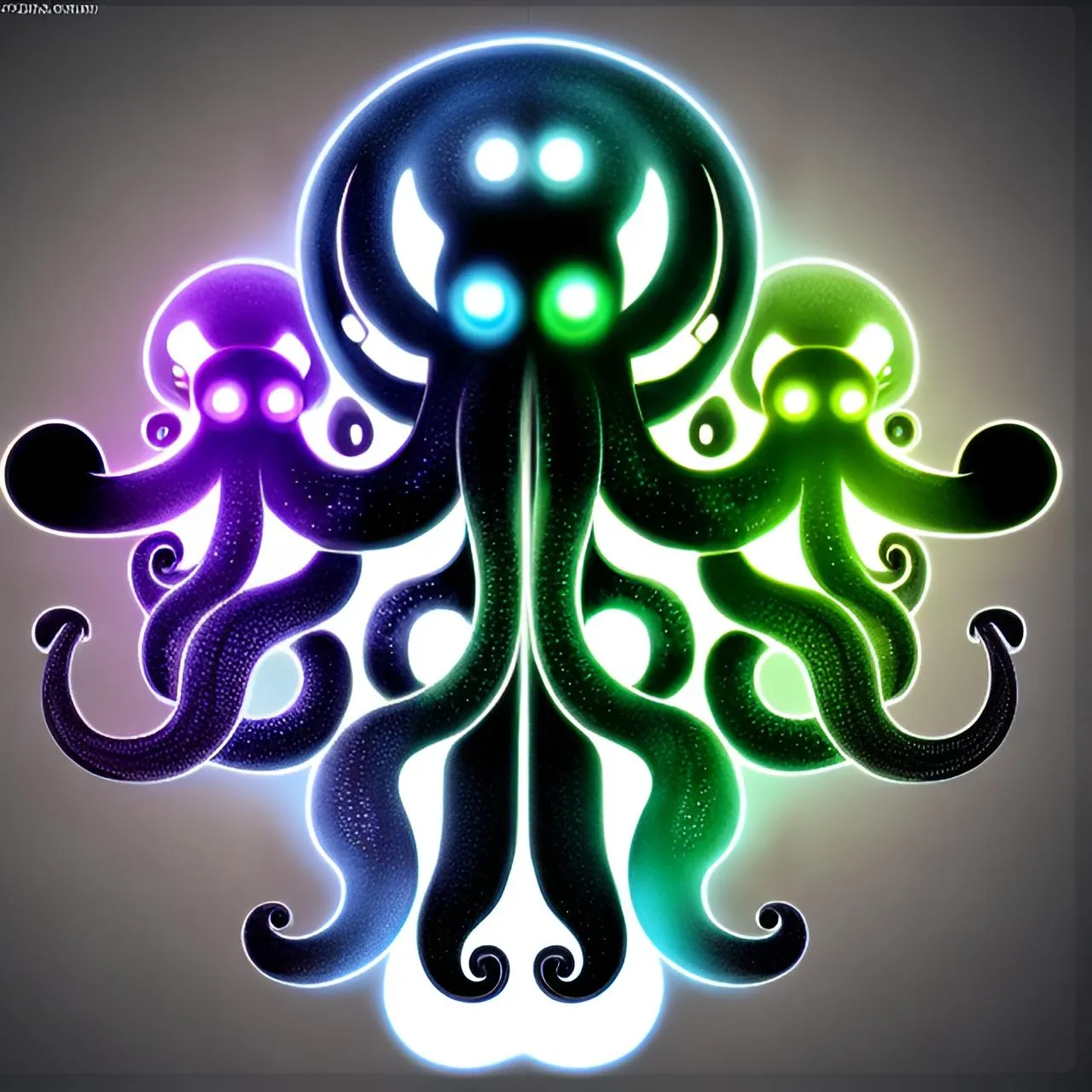 an illustration of an octopus with glowing eyes