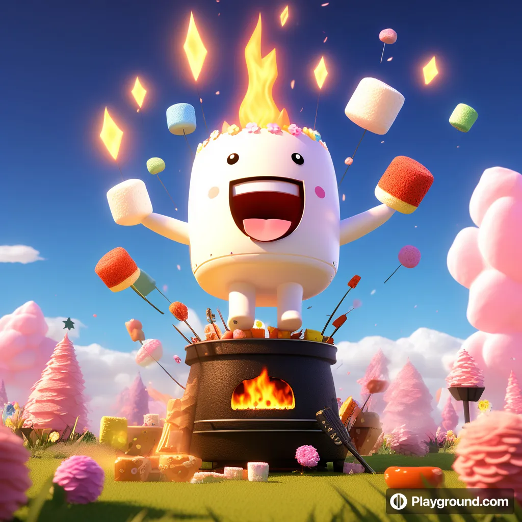 a cartoon marshmallow with marshmallows and marshmallows around