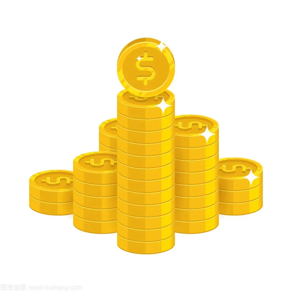 a stack of gold coins with a dollar sign on top