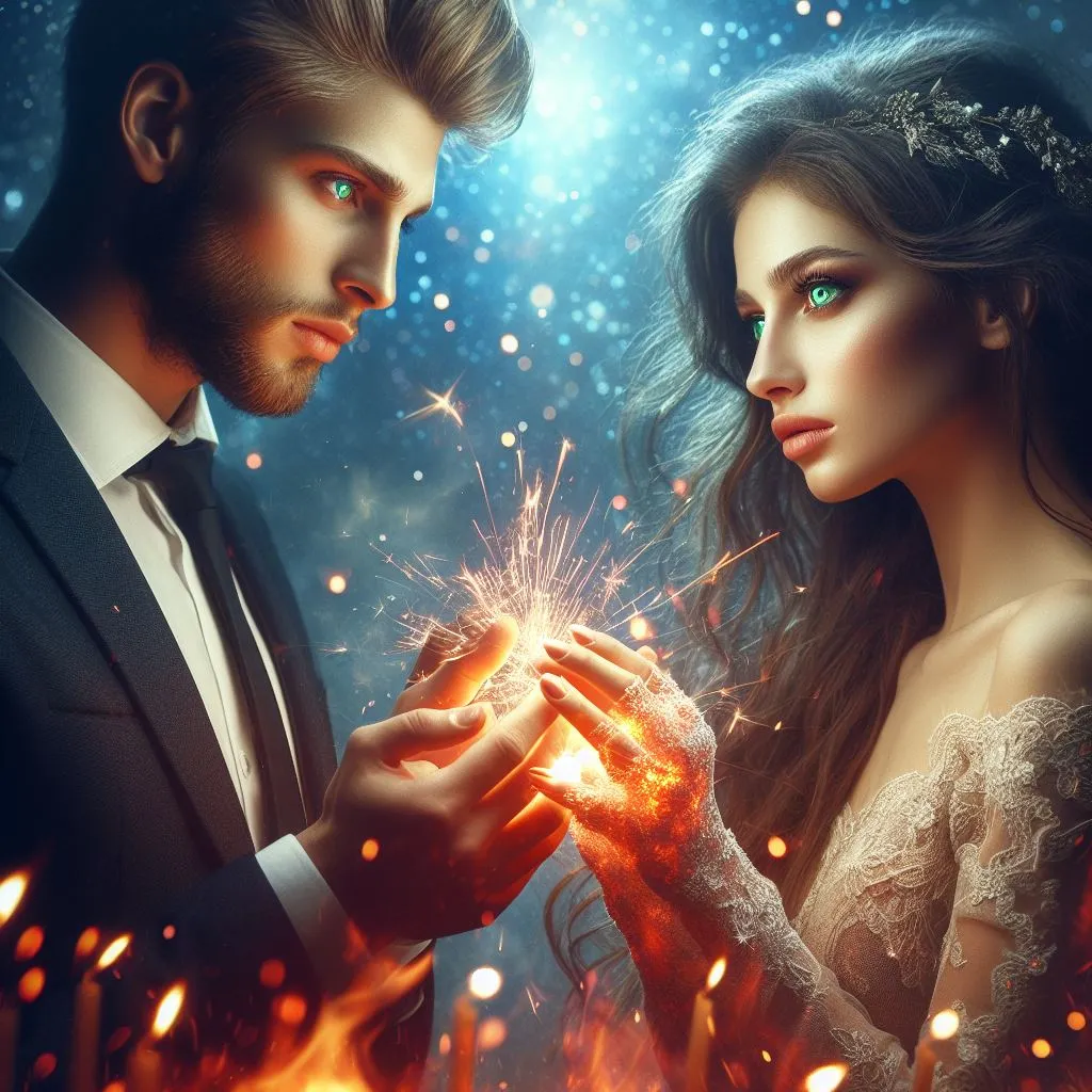 a man and a woman holding sparklers in their hands