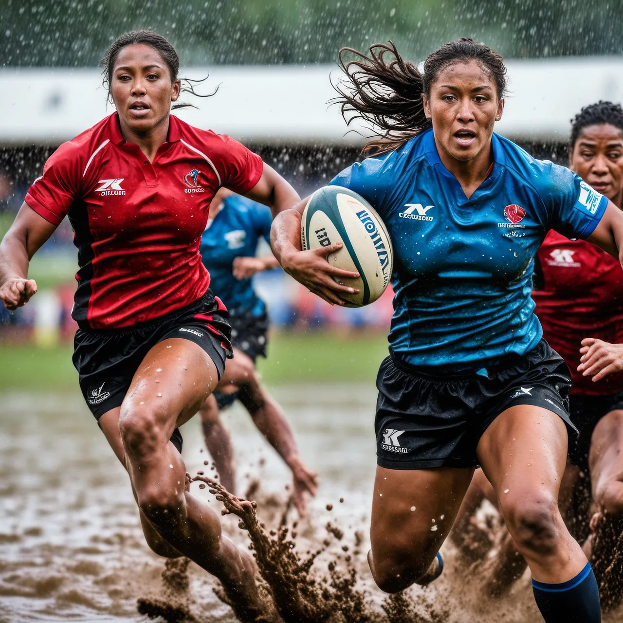 a group of women playing a game of rugby