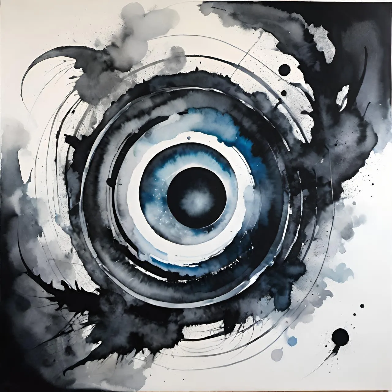 a painting of a black and white circle