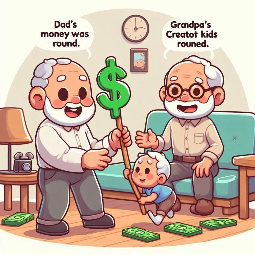 a cartoon of an old man holding a dollar sign