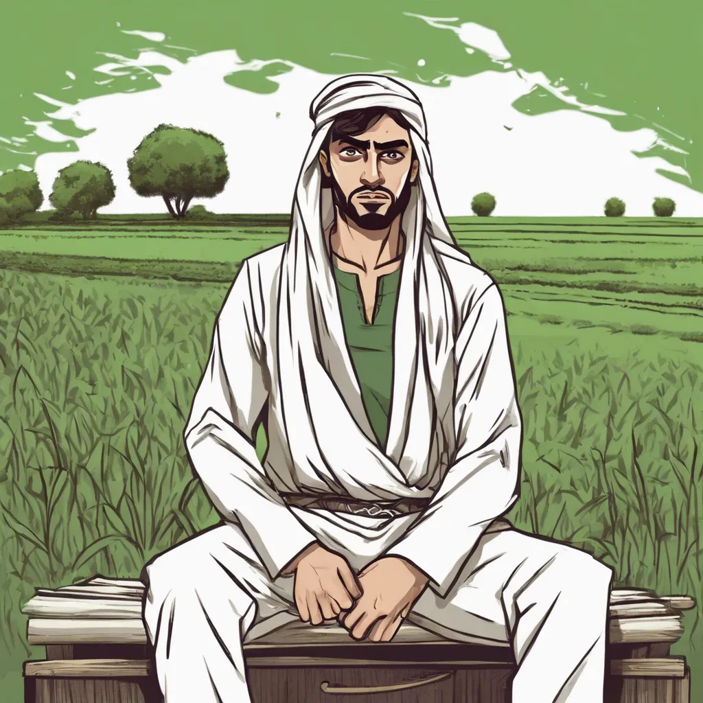 a man sitting on top of a barrel in a field