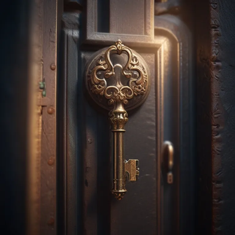 a golden door with a key on it