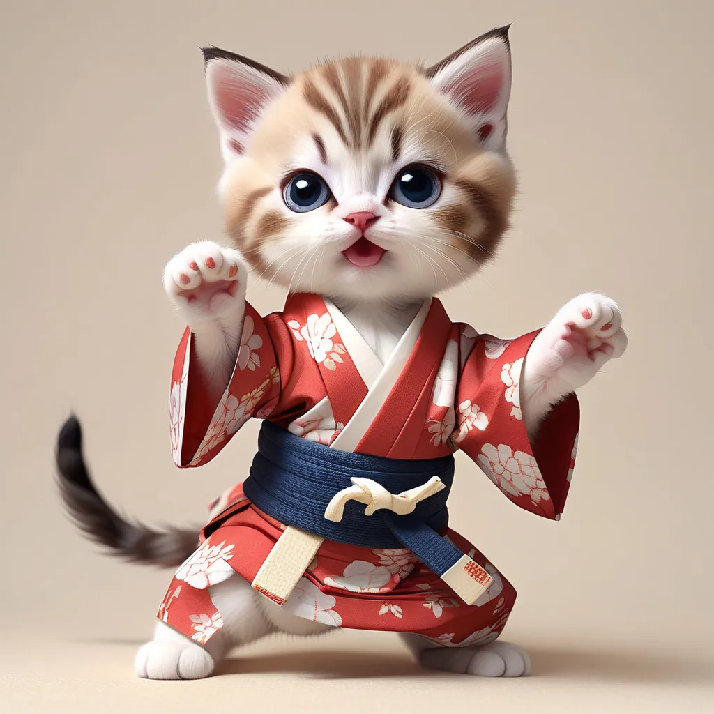 a cat in a kimono poses for a picture