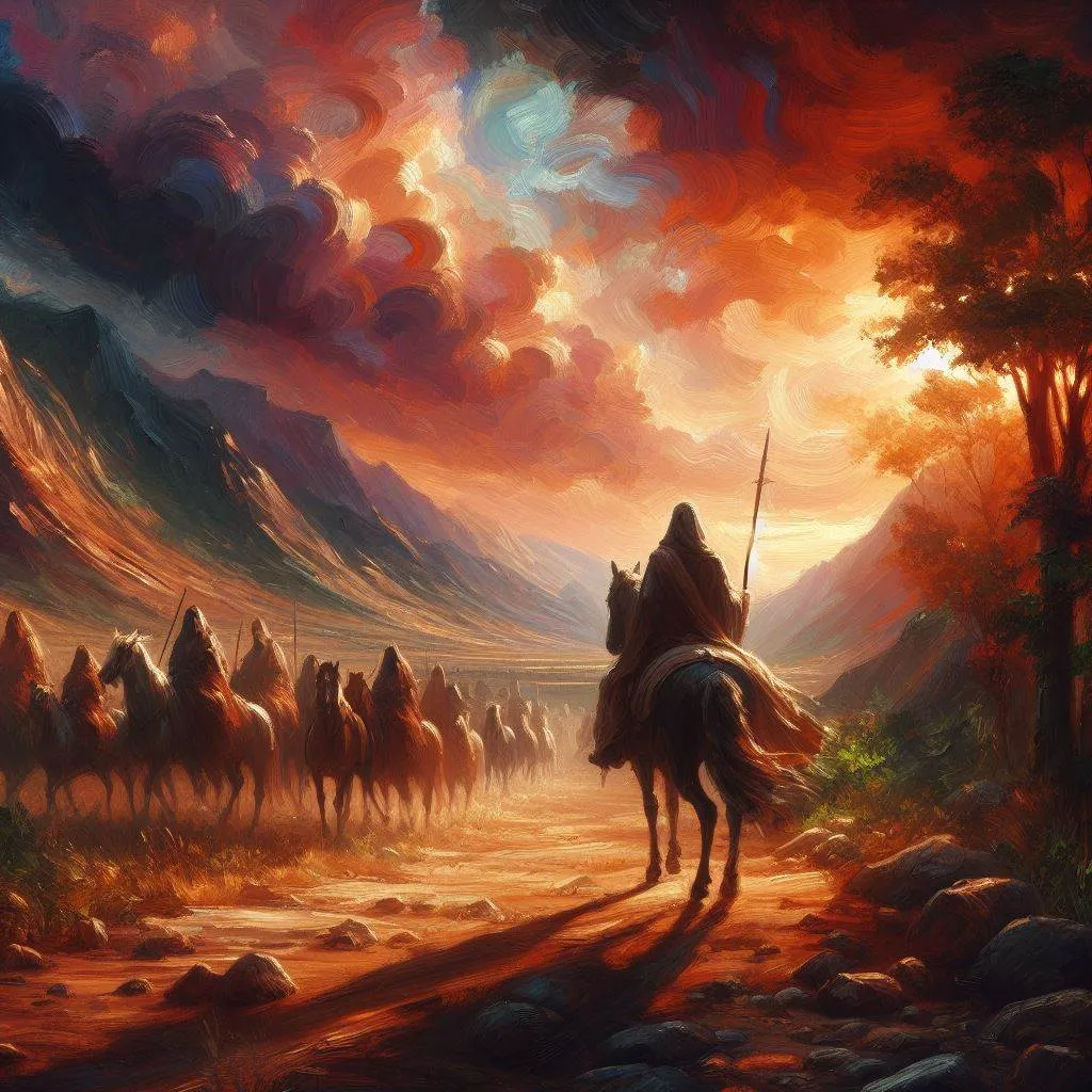 a painting of a man riding on the back of a horse