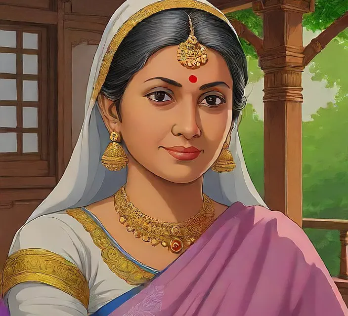 a painting of a woman in a sari