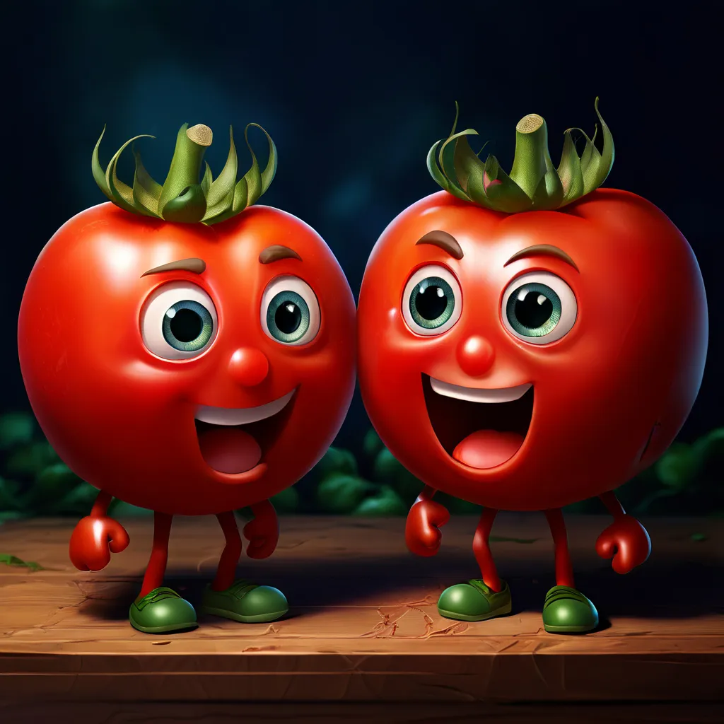 a couple of tomatoes standing next to each other