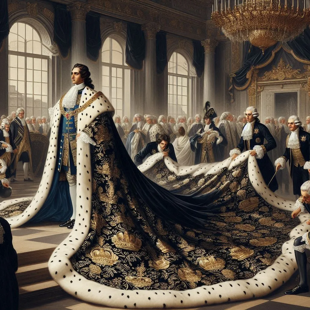 a painting of a queen surrounded by other people