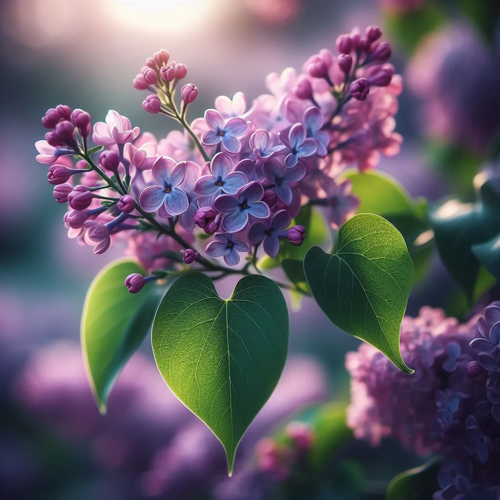A beautiful brush of lilac on the background of sunrise. Light movement in the wind