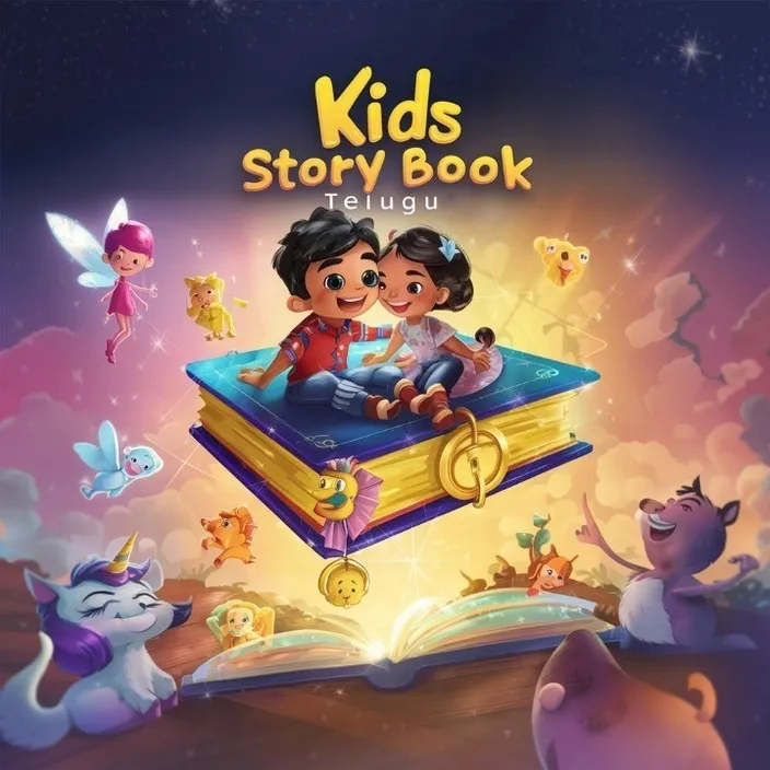 a book with two children sitting on top of it