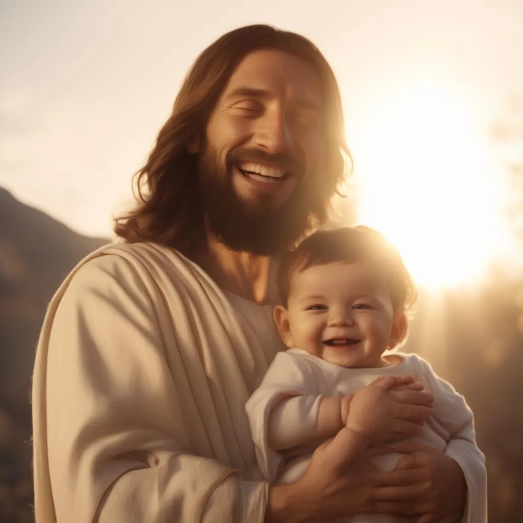 a man holding a baby in his arms