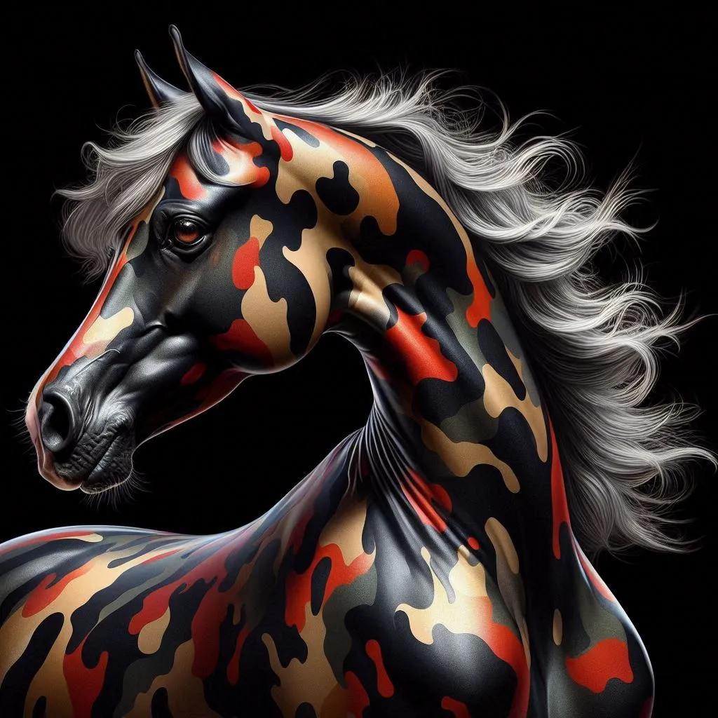 a painting of a horse with a black background