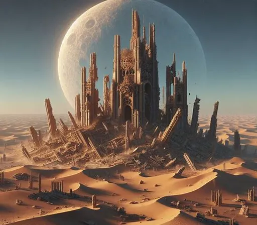 a futuristic city in the middle of a desert