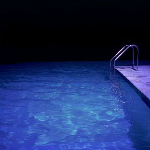 Liminal Aesthetic swimming pool at night. , advertising style