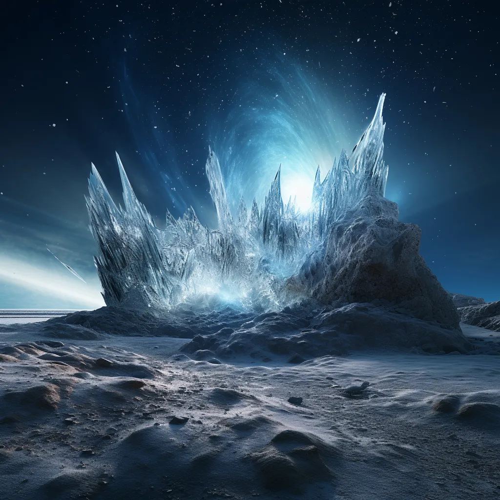 an iceberg in the middle of a snowy landscape