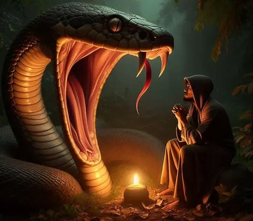 a woman sitting next to a large snake