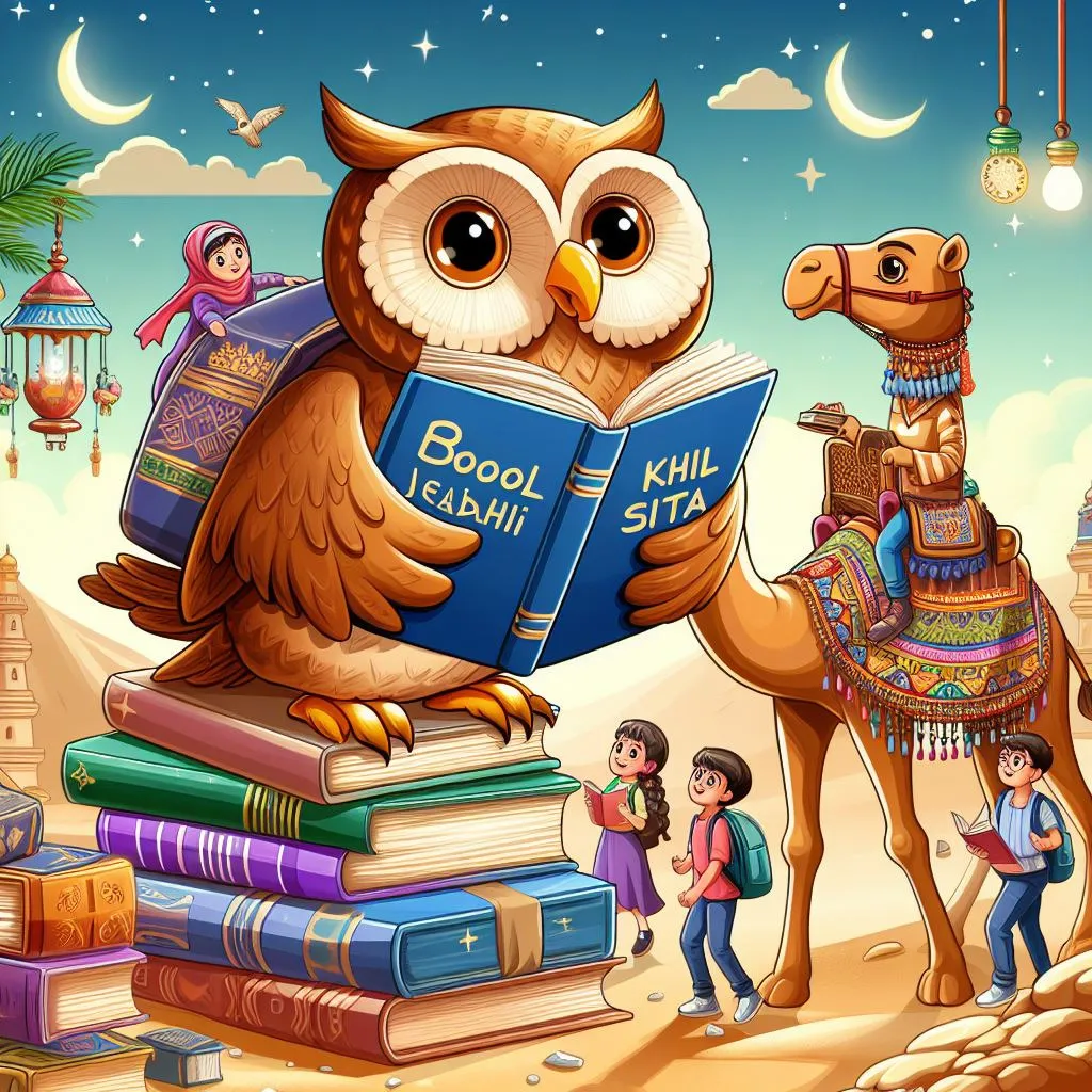 an owl sitting on top of a pile of books