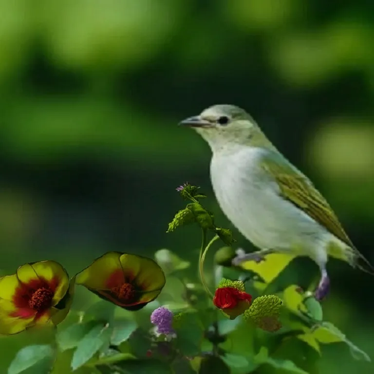 a white bird sitting on top of a green plant