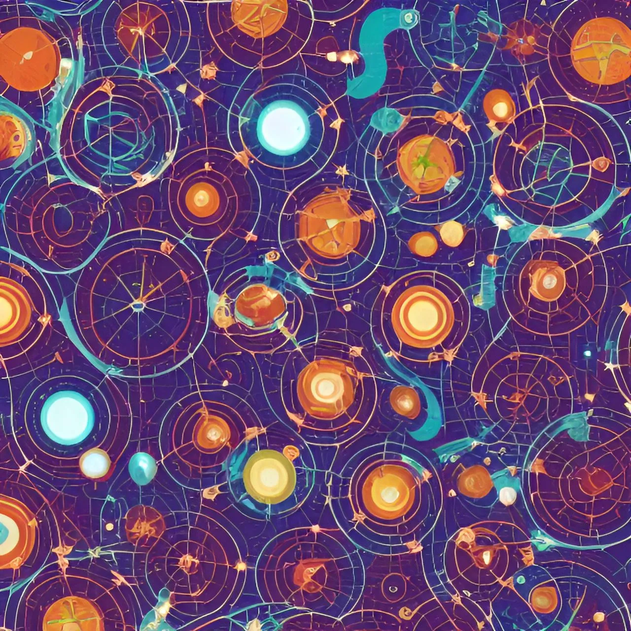 an abstract background with circles and stars