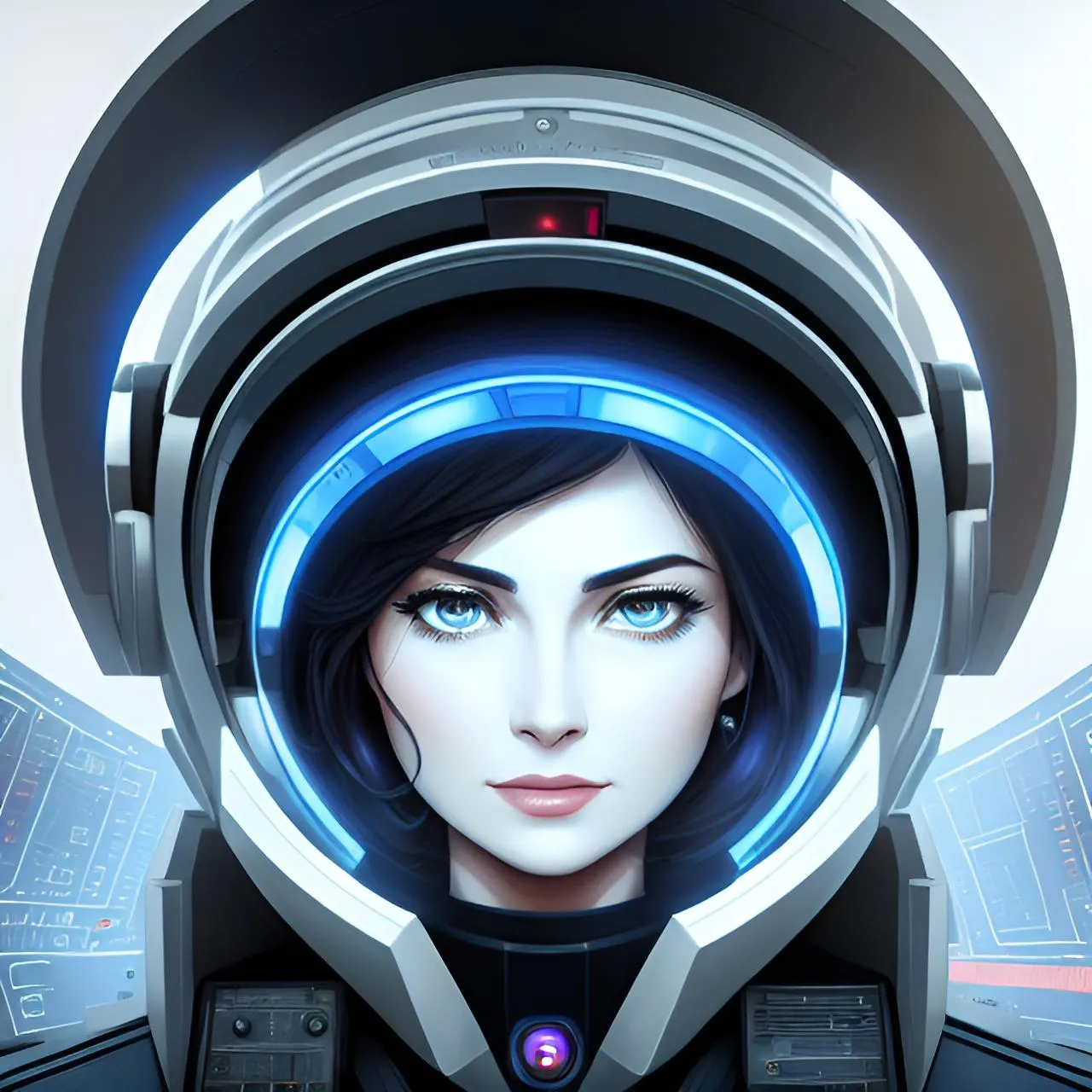 a woman in a space suit with a futuristic helmet