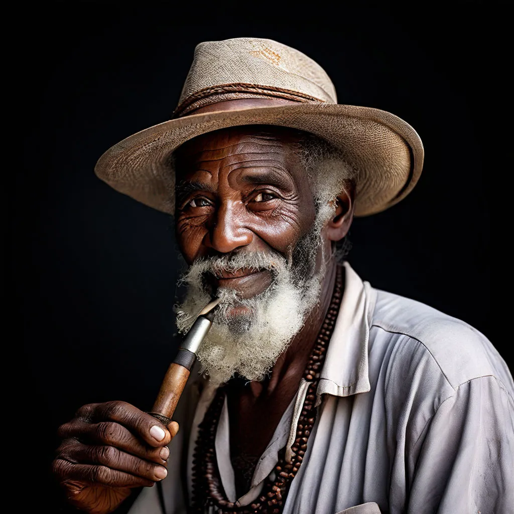 a man with a pipe in his mouth