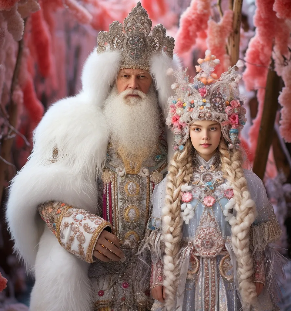 a man and a little girl dressed up as santa claus