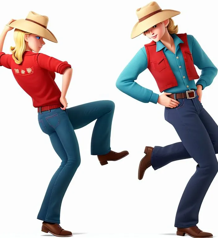 a woman in a cowboy outfit is dancing