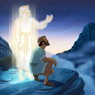 a man kneeling down next to a statue of jesus