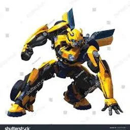 a yellow and black robot standing on one leg