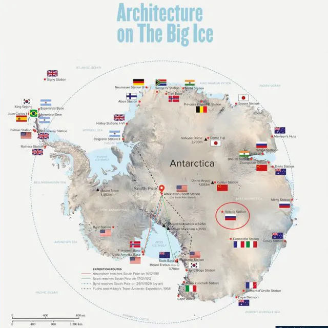 a map of the arctic with flags on it