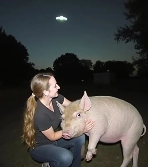 sky, light, flash photography, fawn, tree, grass, fun, terrestrial animal, UFO in the sky, happy