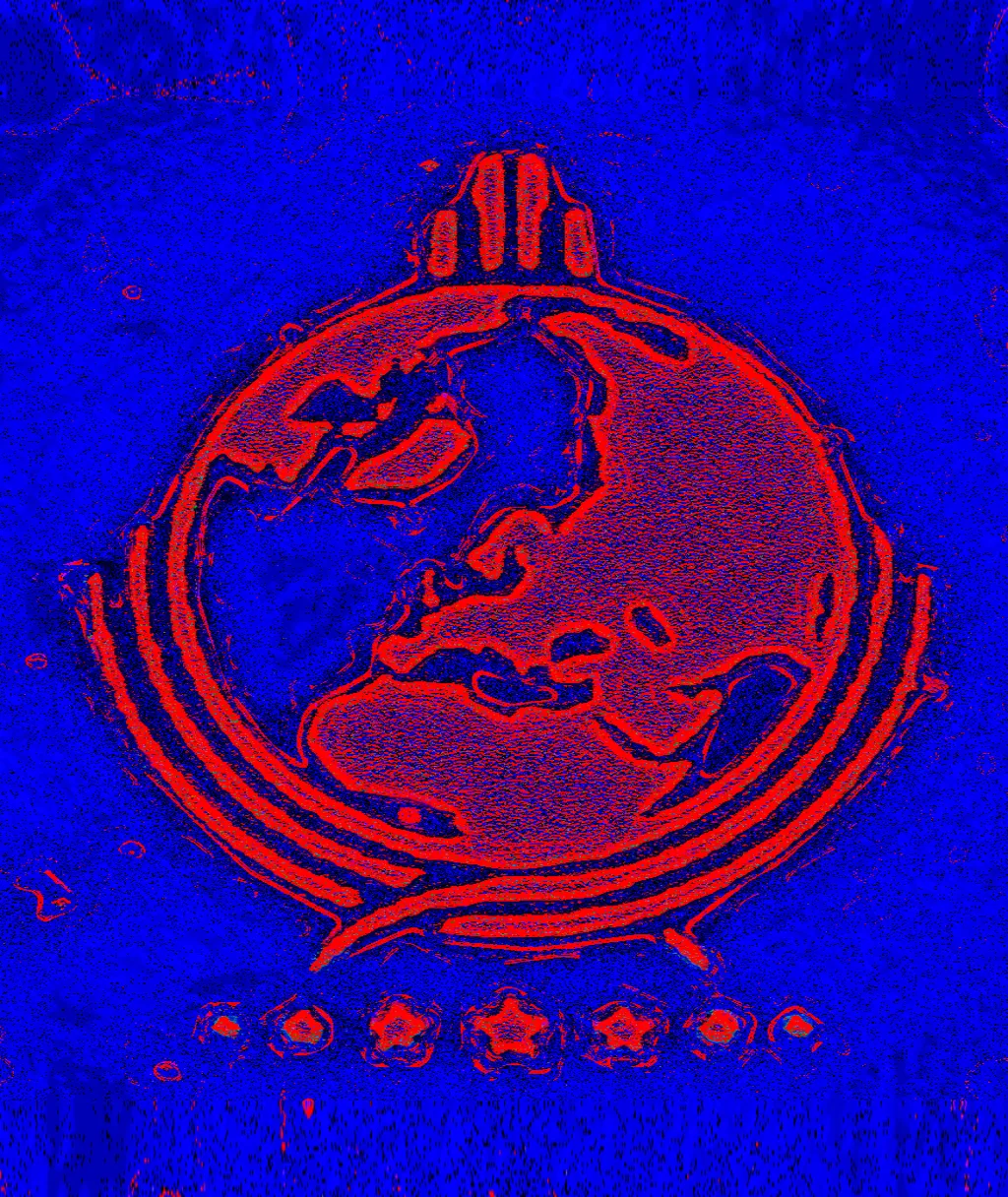 a blue and red hologram of a globe