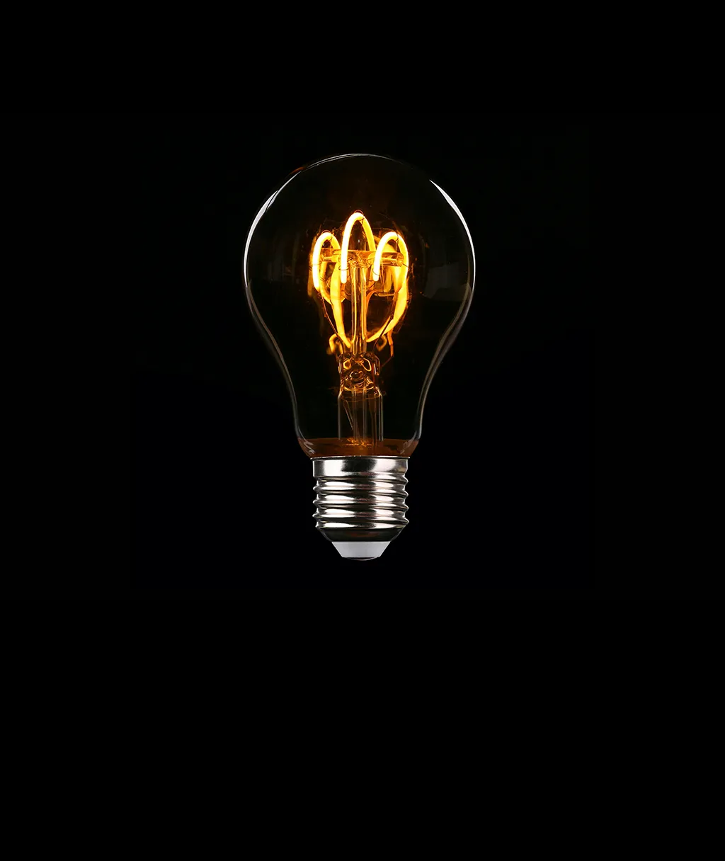 a light bulb with a black background