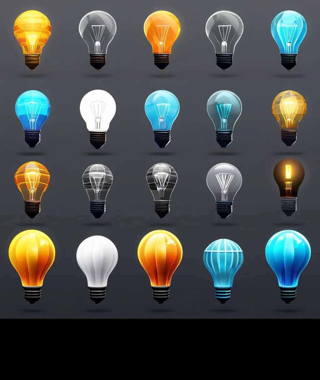 Light bulbs of various colors