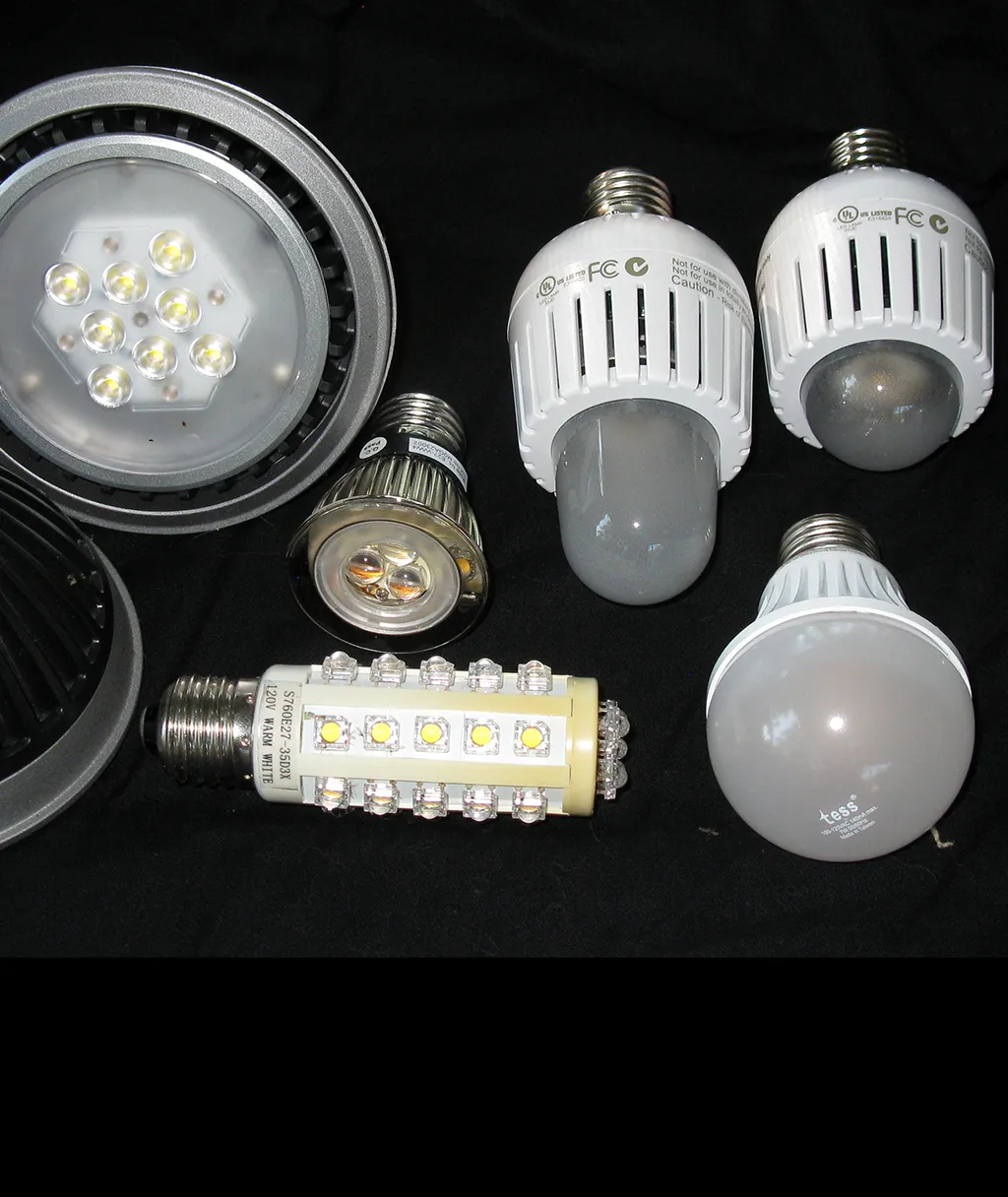 a group of different types of light bulbs