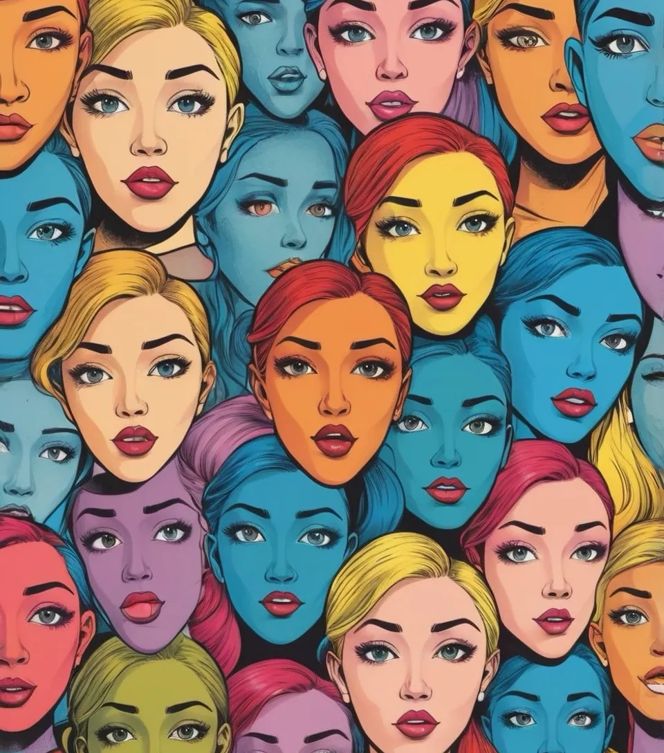 pop art faces moving
, advertising style