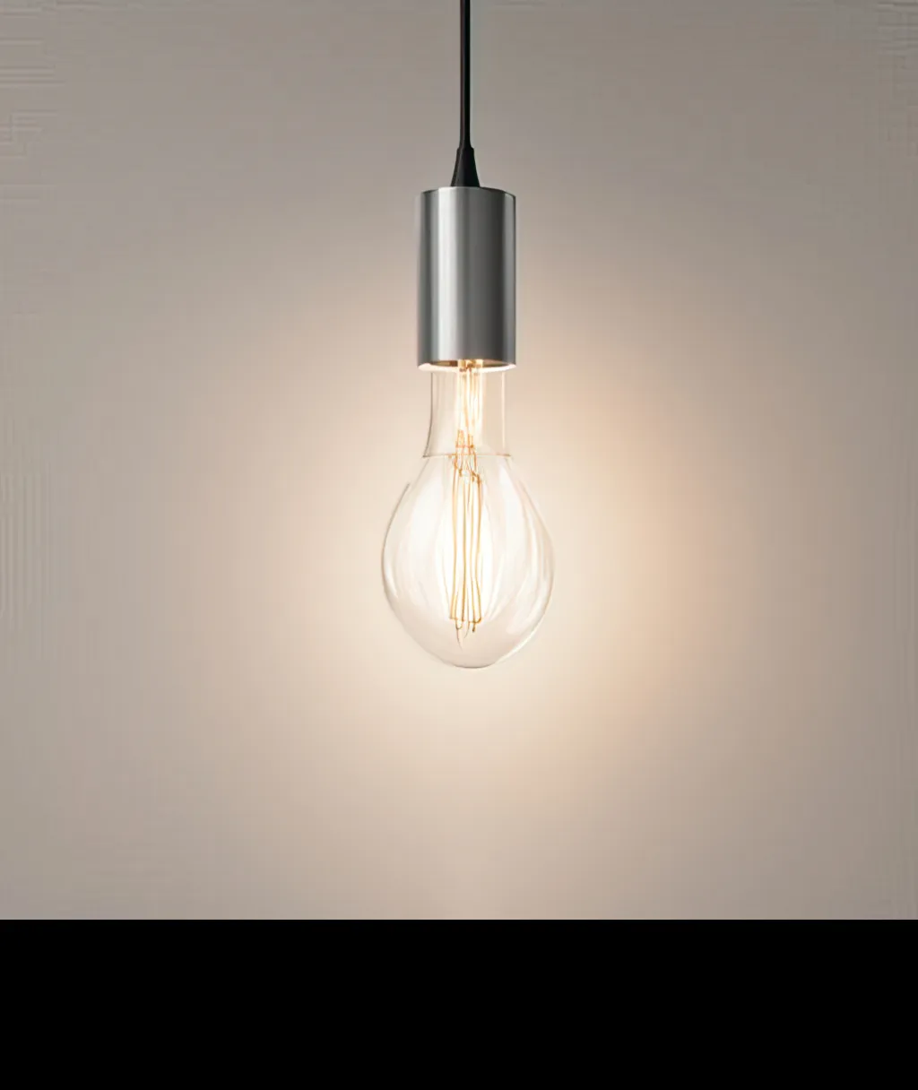 a light bulb hanging from a ceiling