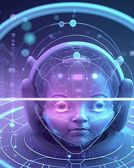 a futuristic woman with headphones on her face